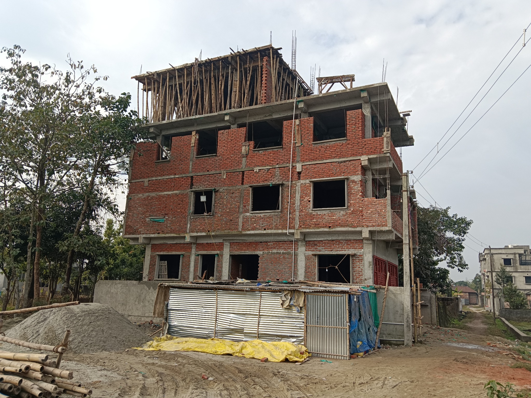 Brickwork during construction