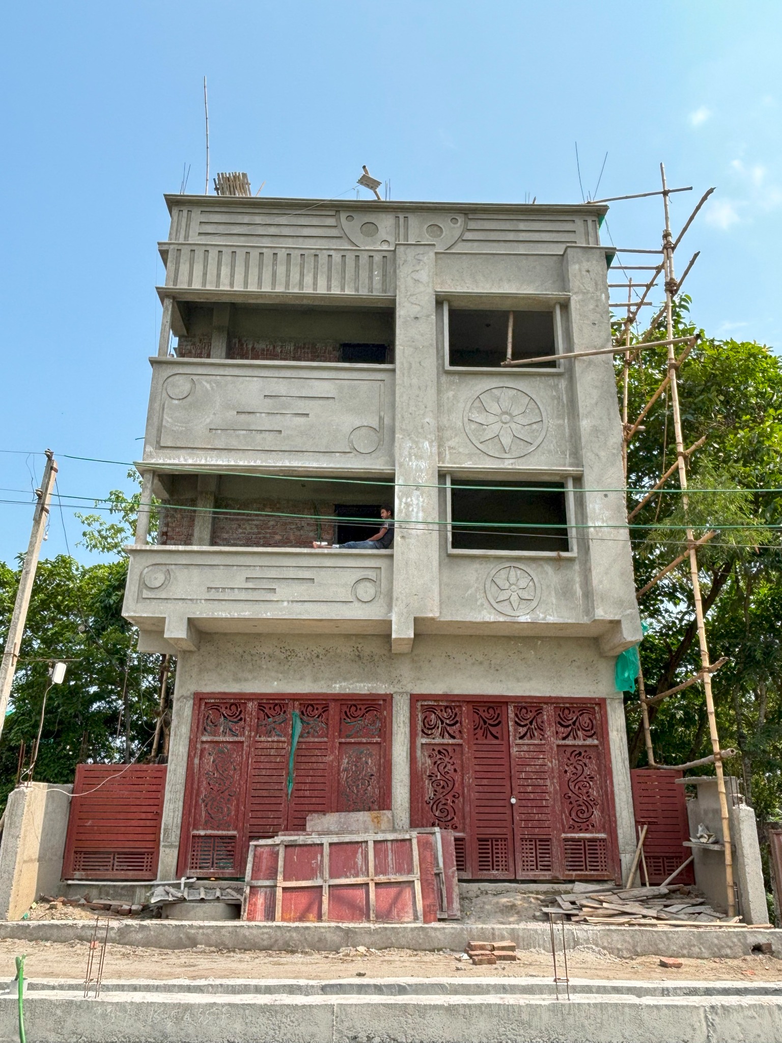 Front elevation nearing completion